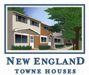 Roseville apartment for rent - A picture of a house with the words New England Towne Houses written on it.