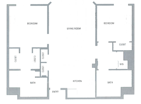 Floor plan for 2 beds, 2 baths, 1157 sqft