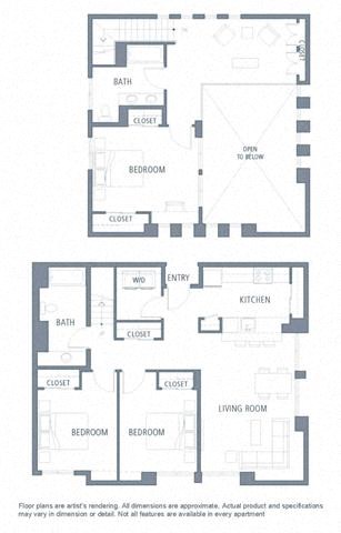 Floor plan for 3 beds, 2 baths, 1652 sqft