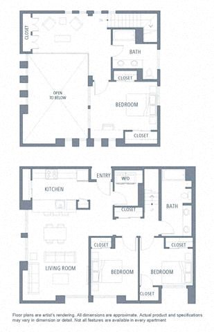 Floor plan for 3 beds, 2 baths, 1698 sqft