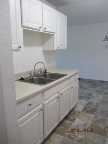 Hudson apartment for rent - a kitchen with a sink and white cabinets
