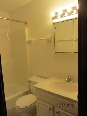 Hudson apartment for rent - a white bathroom with a toilet and a sink