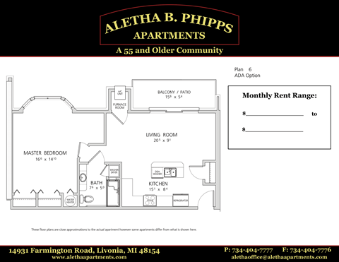 Floor plan for 1 bed, 1 bath, 807 sqft