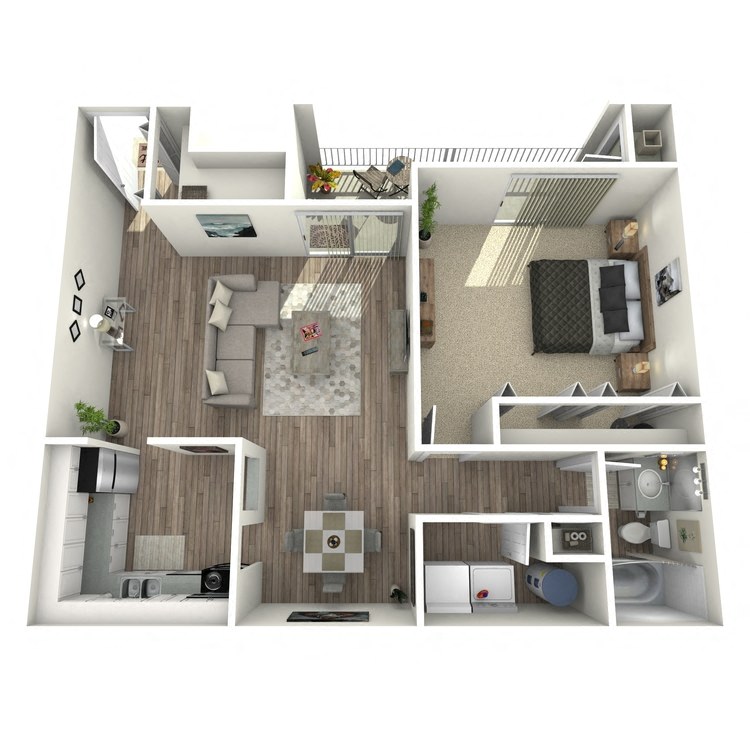 Floor plan for 1 bed, 1 bath, 817 sqft