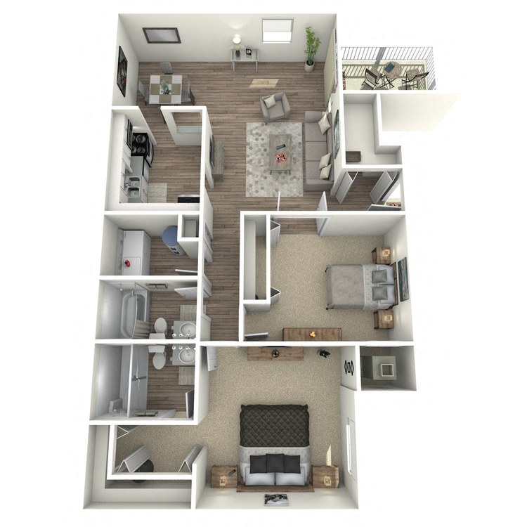 Floor plan for 2 beds, 2 baths, 1120 sqft