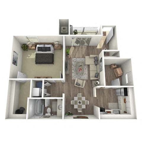 Floor plan for 1 bed, 1 bath, 850 sqft