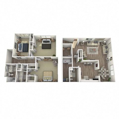 Floor plan for 3 beds, 2.5 baths, 1400 sqft