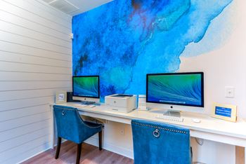 Business center with computers