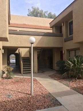 Mesa apartment for rent - A building with a staircase leading to the second floor.