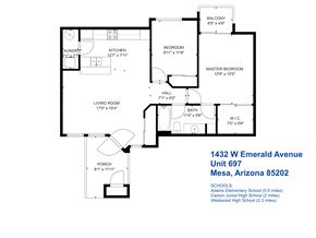Mesa apartment for rent - A floor plan for a home at 1432 W Emerald Avenue, Mesa, Arizona.