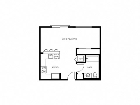 Floor plan for studio, 1 bath, 480 sqft