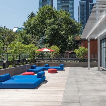 Outdoor pool with resort-style pool deck
