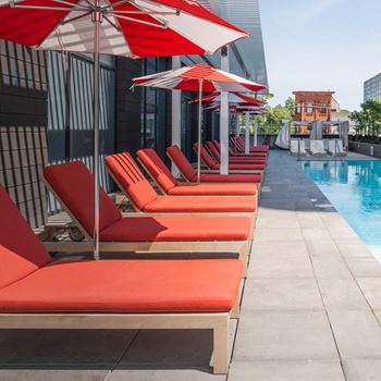 Outdoor pool with resort-style pool deck