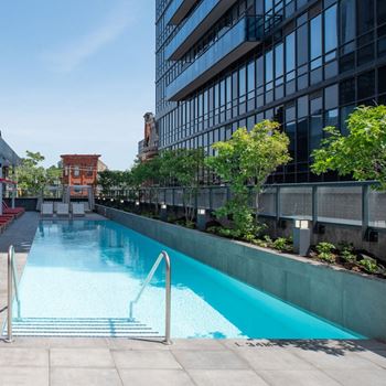 Outdoor pool with resort-style pool deck
