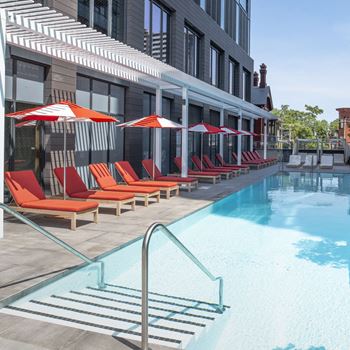 Outdoor pool with resort-style pool deck