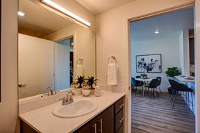 Portland apartment for rent - Bathroom vanity at Commons at Sylvan Canyon Apartments, Oregon