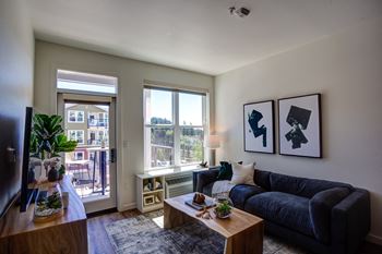 Living room with sofa, table