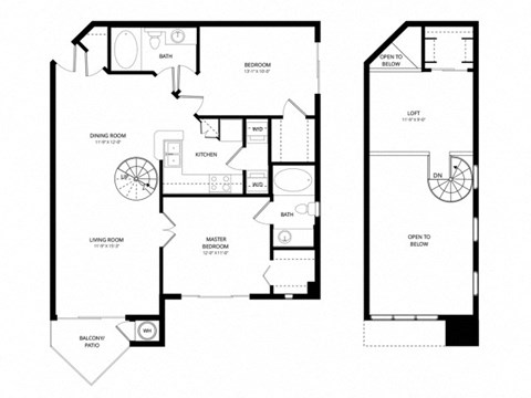 Floor plan for 2 beds, 2 baths, 1150 sqft