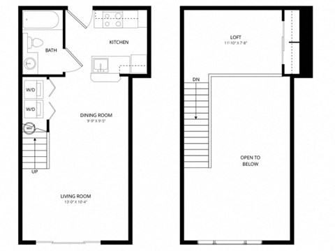 Floor plan for studio, 1 bath, 565 sqft