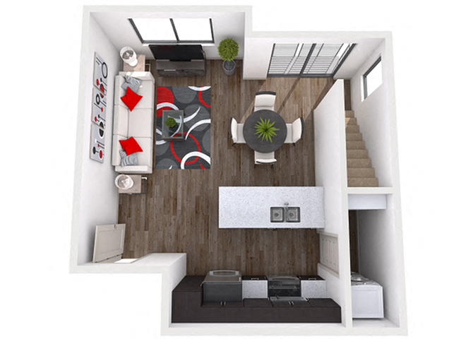 Floor plan for studio, 1 bath, 713 sqft