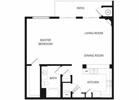 Floor plan for studio, 1 bath, 849 sqft