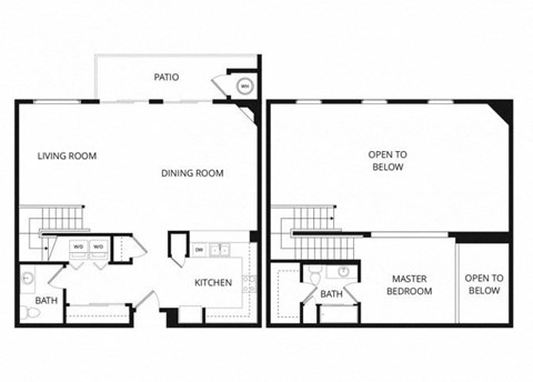 Floor plan for studio, 1.5 baths, 1079 sqft