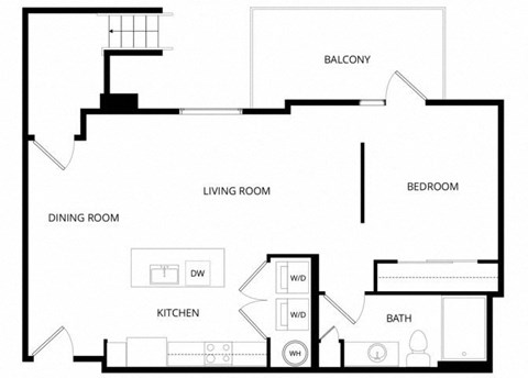 Floor plan for studio, 1 bath, 720 sqft