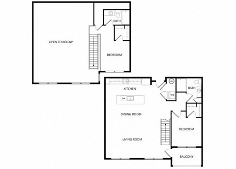 Floor plan for 2 beds, 2 baths, 1330 sqft