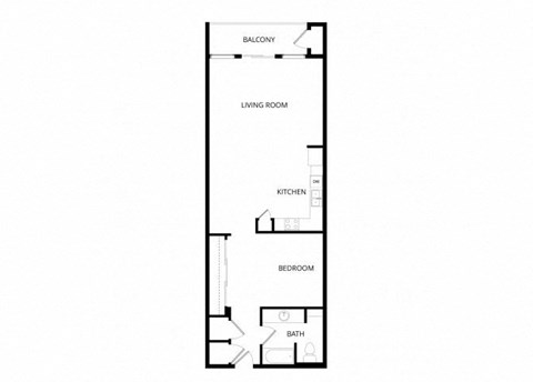 Floor plan for 1 bed, 1 bath, 908 sqft