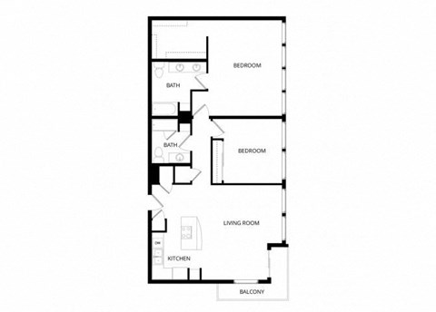 Floor plan for 2 beds, 2 baths, 1331 sqft