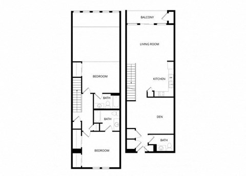 Floor plan for 2 beds, 2.5 baths, 1624 sqft