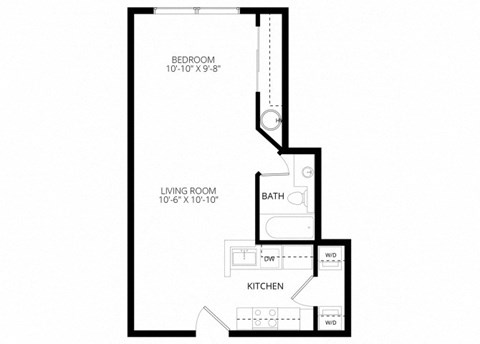 Floor plan for studio, 1 bath, 474 sqft