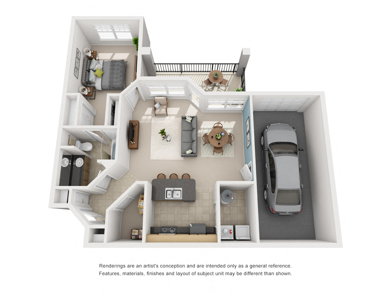 Floor plan for 1 bed, 1 bath, 803 sqft