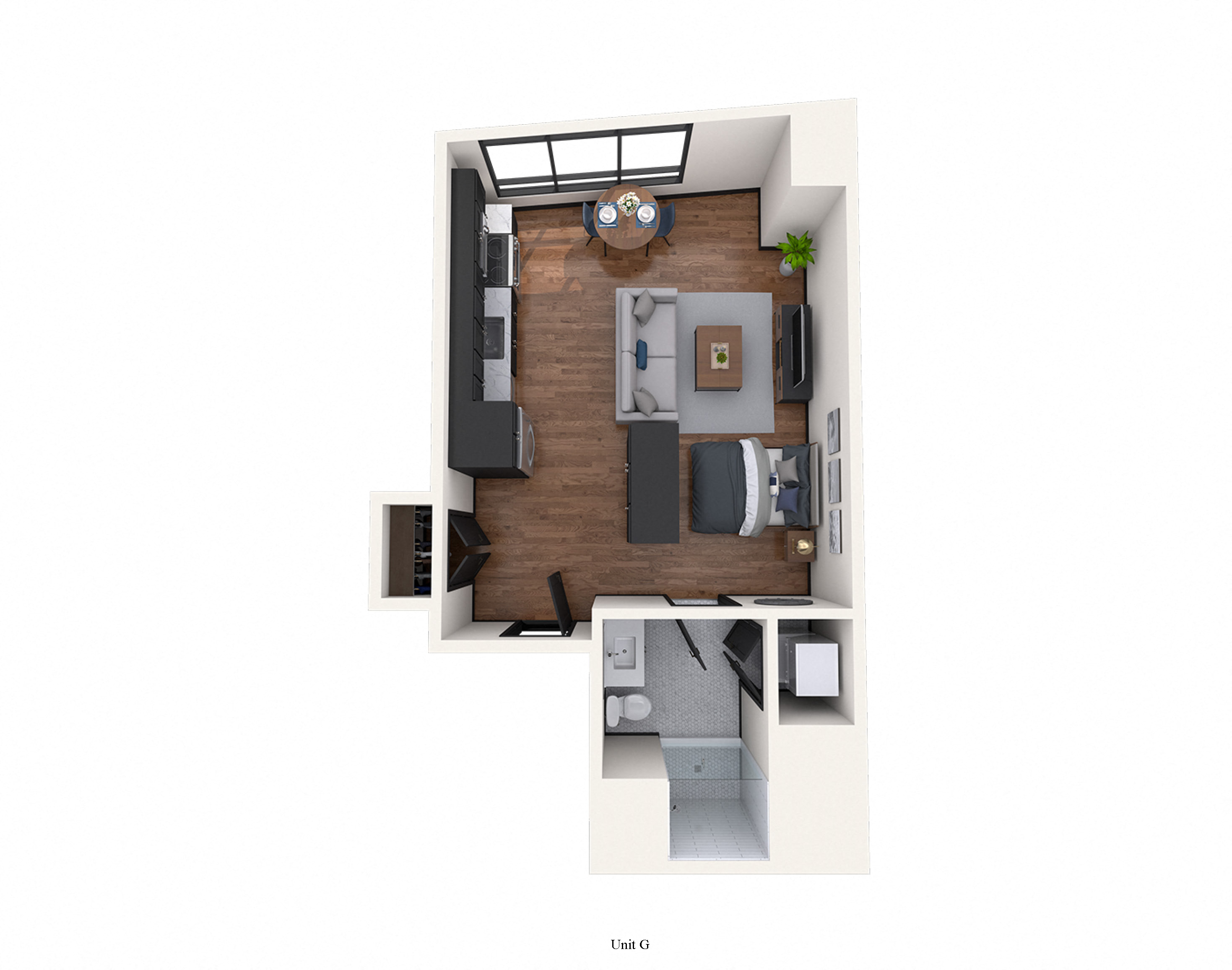 Floor plan for studio, 1 bath, 467 sqft