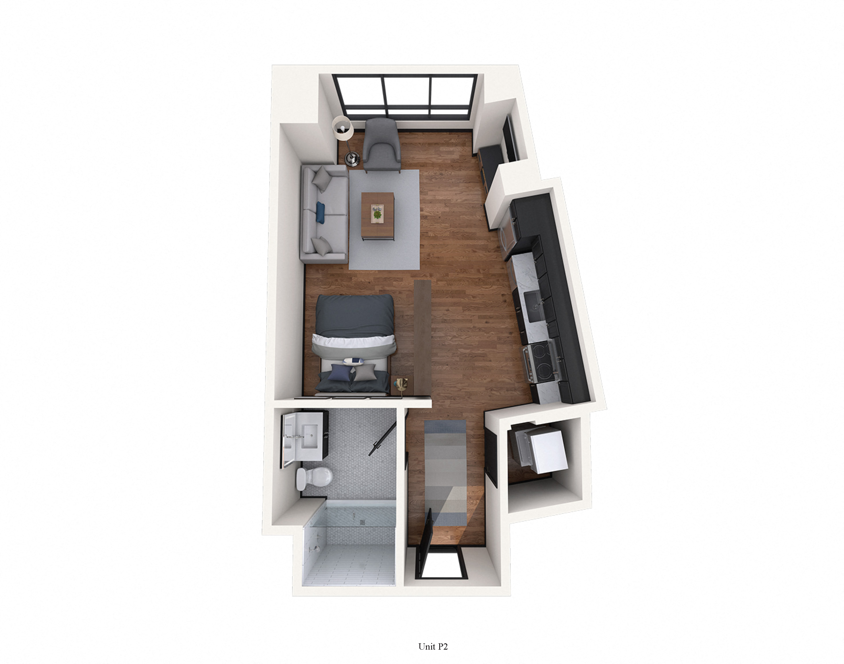 Floor plan for studio, 1 bath, 473 sqft