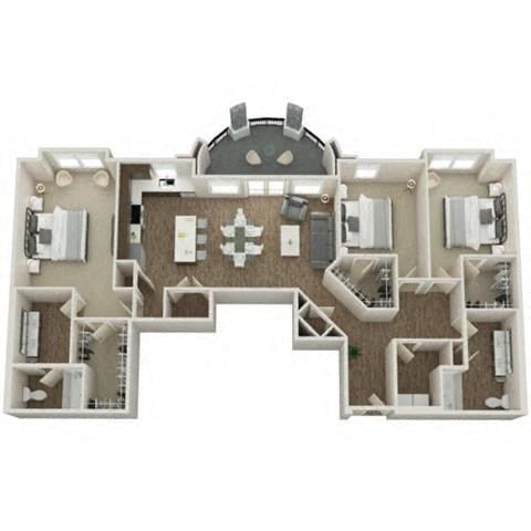 Floor plan for 3 beds, 2 baths, 1684 sqft