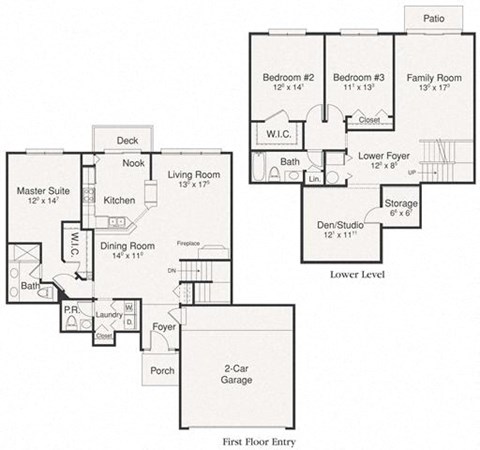 Floor plan for 3 beds, 2.5 baths, 2262 sqft