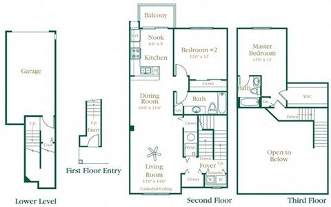 Floor plan for 2 beds, 2 baths, 1491 sqft
