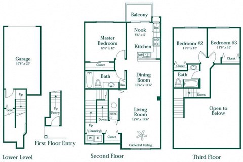 Floor plan for 3 beds, 2 baths, 1554 sqft