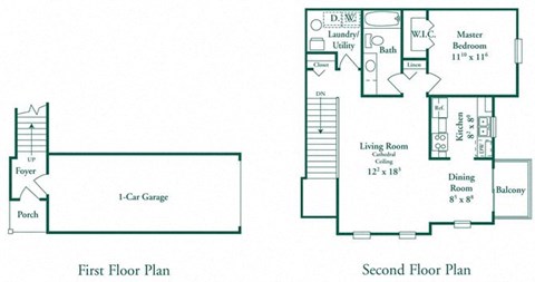 Floor plan for 1 bed, 1 bath, 804 sqft
