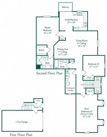 Floor plan for 3 beds, 2 baths, 1697 sqft