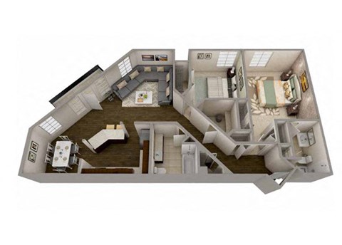 Floor plan for 2 beds, 2 baths, 1100 sqft