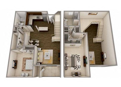 Floor plan for 2 beds, 2 baths, 1200 sqft