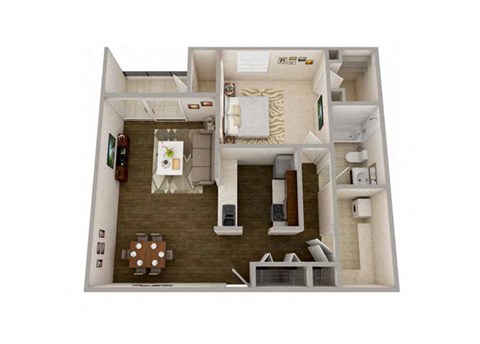 Floor plan for 1 bed, 1 bath, 704 sqft