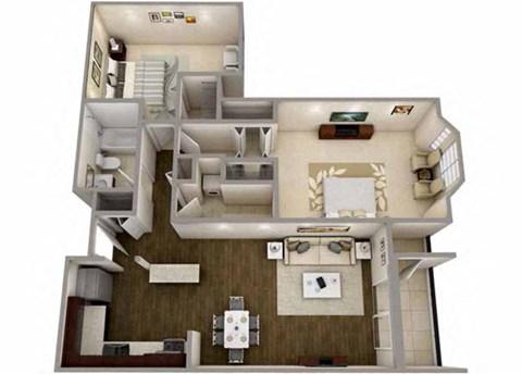 Floor plan for 2 beds, 1 bath, 885 sqft