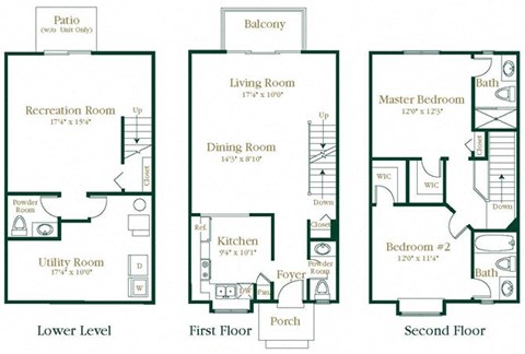 Floor plan for 2 beds, 4 baths, 1470 sqft
