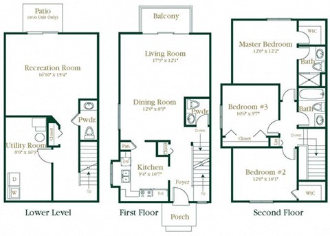 Floor plan for 3 beds, 4 baths, 1785 sqft