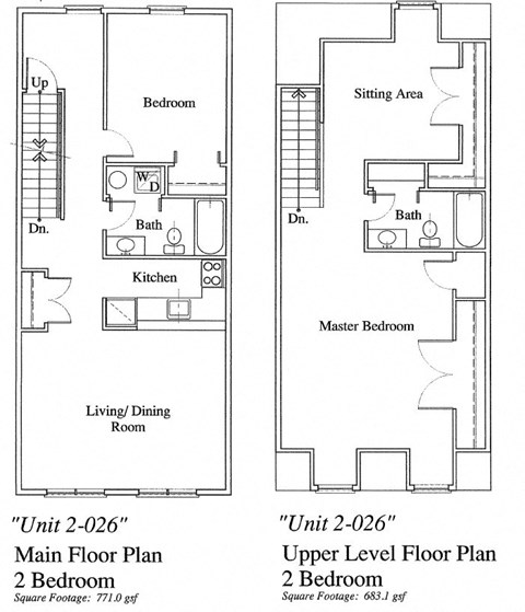 Floor plan for 2 beds, 2 baths, 1750 sqft