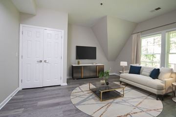 Milford apartment for rent - a living room with a white couch and a television