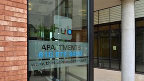 Chester apartment for rent - a building with a sign in the front of it
